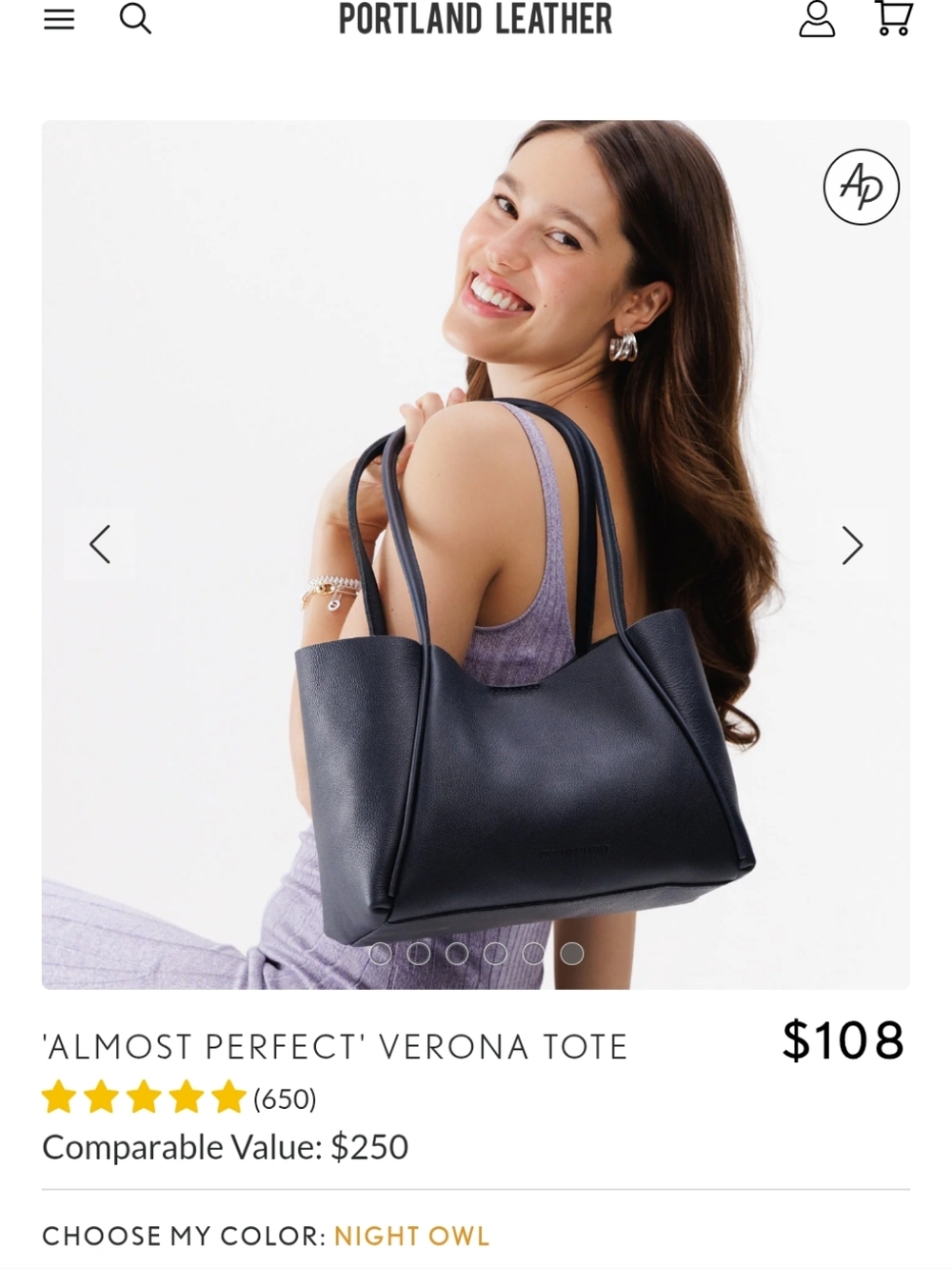 Portland Leather 'Almost Perfect' Verona Tote- M - Picture 7 of 12